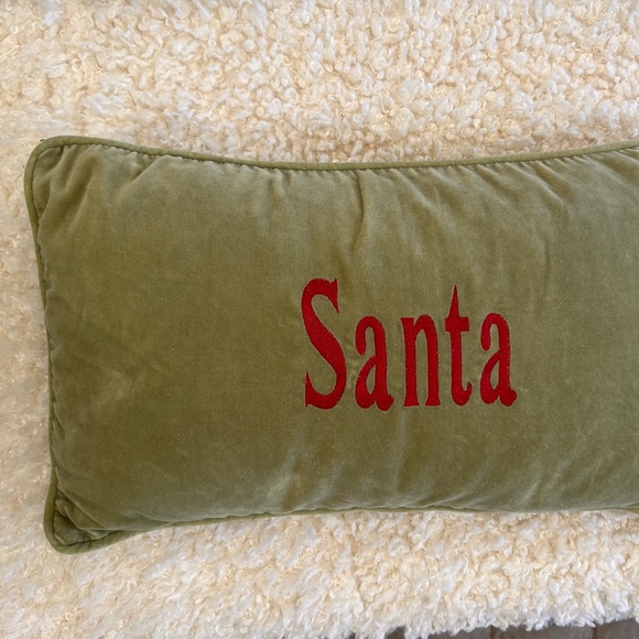 BALLARD DESIGN VELVET GREEN "SANTA" PILLOW COVER ONLY 11 X 20 IN CHRISTMAS - Picture 6 of 7